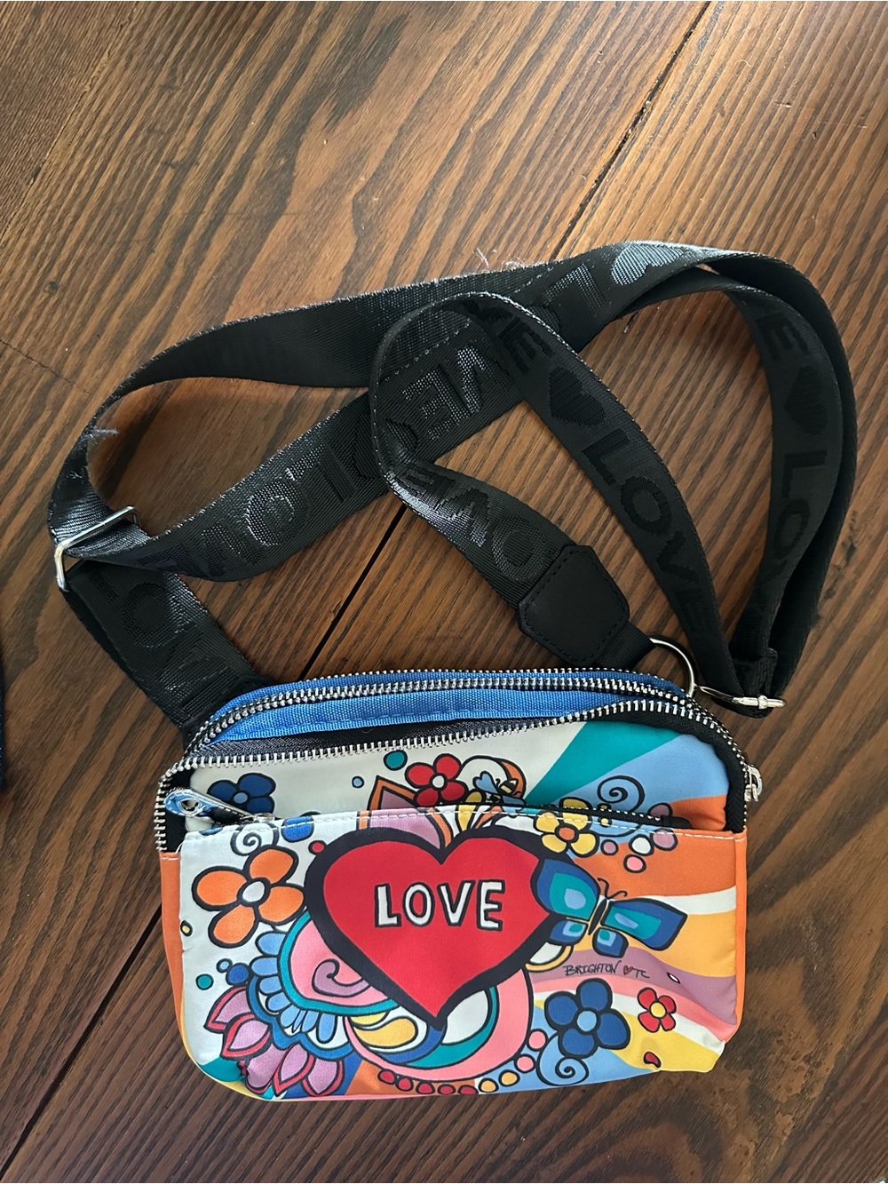 Brighton “Power of LOVE” Crossbody Bag with Black Strap